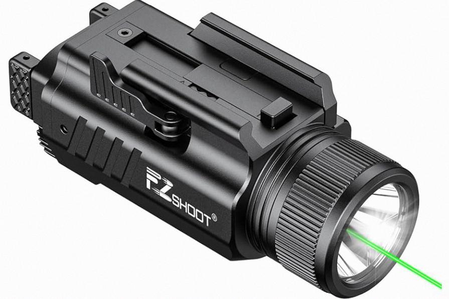 Solofish 1500lm Slidable Pistol Light and Green Beam Combo with Strobe/Momentary, Rechargeable Tactical Flashlight Compatible with Picatinny Rail product image