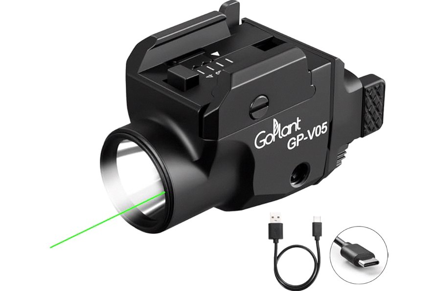 TOUGHSOUL 1200 Lumens Picatinny Rail Mount Pistol Light Green Laser Combo, White LED Flashlight with Green Beam Powered by Built in Rechargeable Battery product image