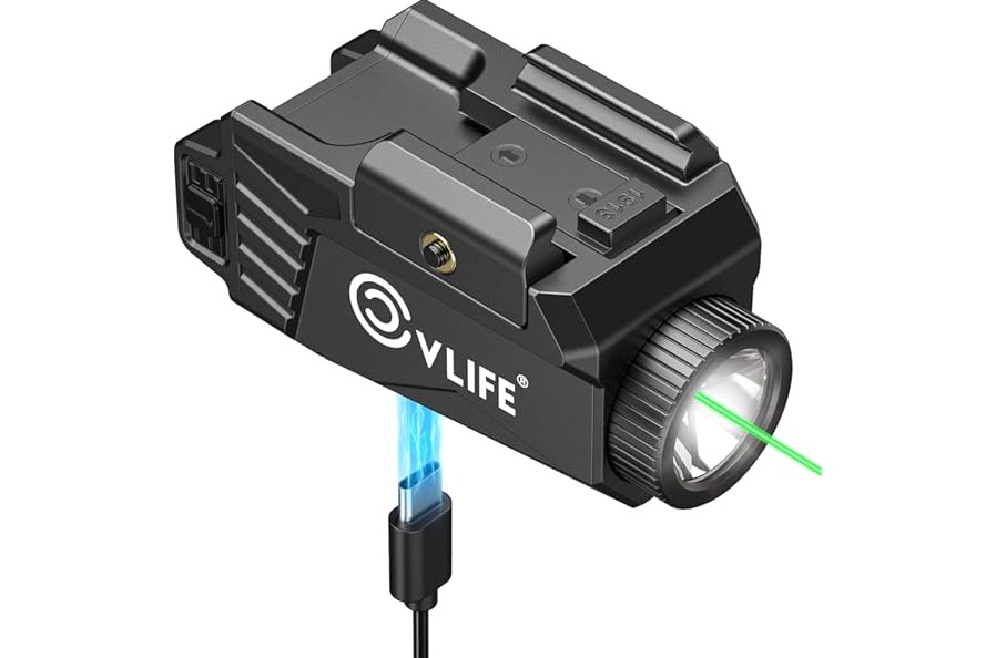 DEFENTAC 2000 Lumens Green Laser Light Combo Compatible with Mlok/Picatinny (2 in 1), Rechargeable Tactical Flashlight with Strobe/Momentary for Rifle, with Remote Switch product image